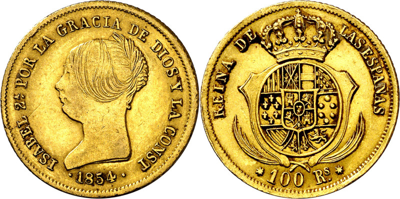 1854. Isabel II. Sevilla. 100 reales. (AC. 795). 8,41 g. MBC.