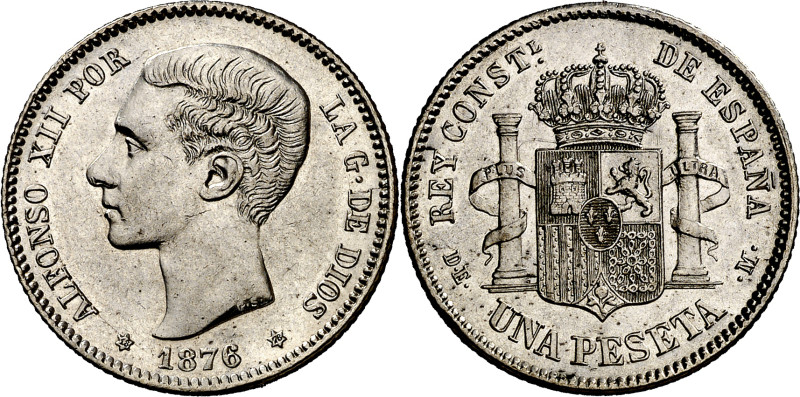 1876*1876. Alfonso XII. DEM. 1 peseta. (AC. 15). Muy bella. Escasa así. 5,05 g. ...