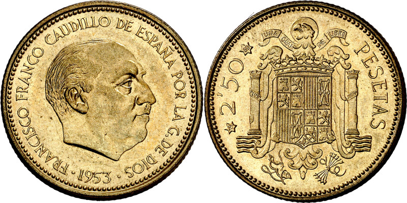 1953*1969. Franco. 2,50 pesetas. (AC. 88). 7,35 g. Proof.