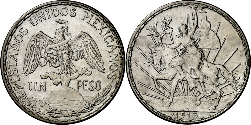 México. 1913. 1 peso. (KM. 453). "Caballito". Bella. AG. 27,10 g. EBC+.