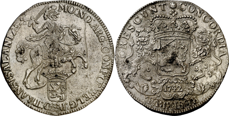 Países Bajos. Overijssel. 1742. 1 ducatón. (KM. 80) (Dav. 1830). Rayita y hojita...