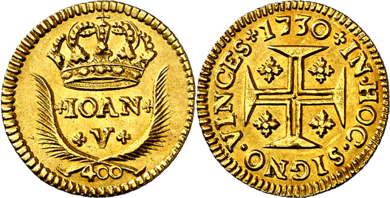 Portugal. 1730. Juan V. 400 reis. (Fr. 100) (Gomes 85.10). AU. 1 g. EBC.