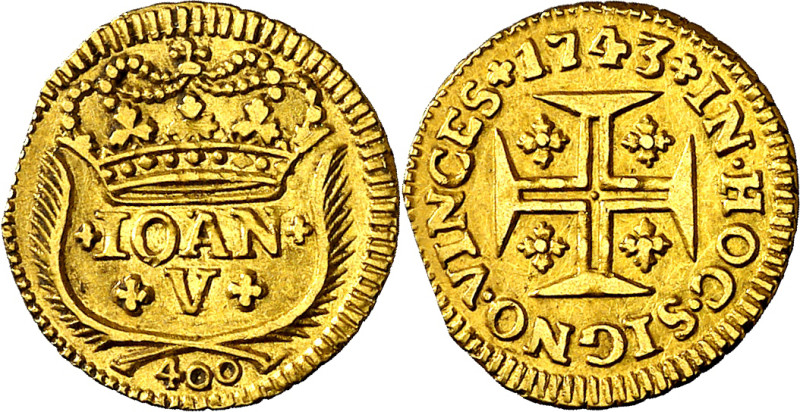 Portugal. 1743. Juan V. 400 reis. (Fr. 100) (Gomes 84.14). AU. 1,05 g. MBC+.