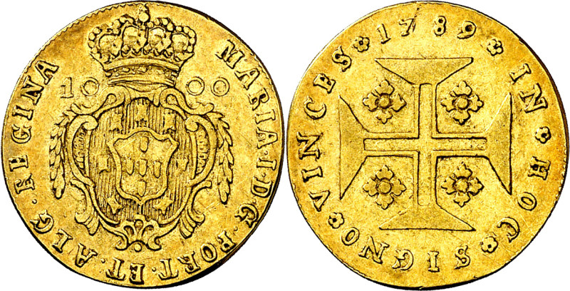 Portugal. 1789. María I. 1000 reis. (Fr. 120) (Gomes 20.02). AU. 2,24 g. MBC+.