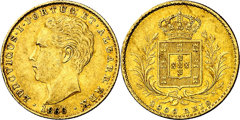 Portugal. 1866. Luis I. 2000 reis. (Fr. 151) (Gomes 13.03). AU. 3,52 g. MBC.