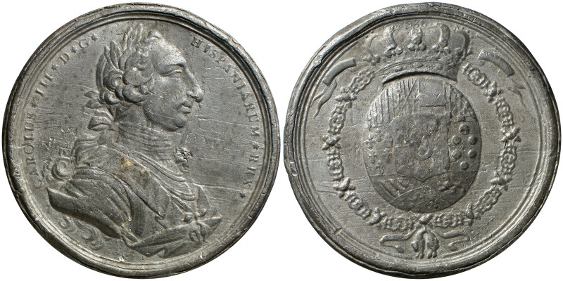 s/d (1759-1788). Carlos III. Sello pendiente en plomo. Anv.: CAROLUSIIIDGHISPANI...