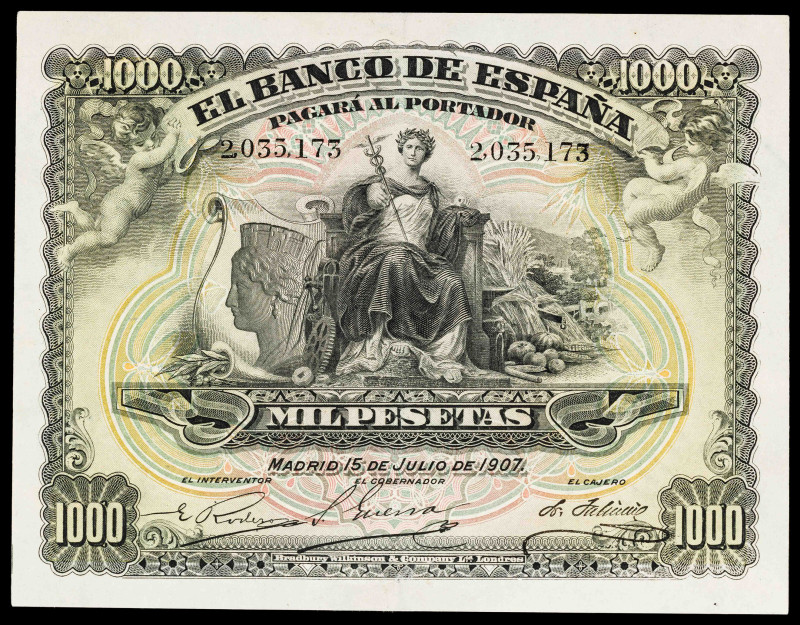 1907. 1000 pesetas. (Ed. 322) (Pick 66a). 15 de julio. Doblez central hábilmente...