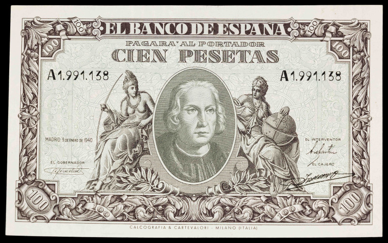 1940. 100 pesetas. (Ed. 438) (Pick 118a). 9 de enero, Colón. Serie A. S/C-.