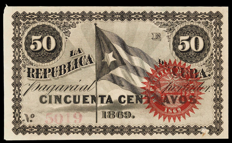 1869. La República de Cuba. 50 centavos. (Ed. 30) (Pick 54). 10 de julio. Serie ...