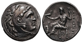 Kings of Thrace, (Macedonian). Lysimachos, 305-281 BC. AR, Drachm. 4.18 g. - 18.19 mm. In the types of Alexander III of Macedon. Kolophon mint. Struck...