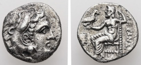 Kings of Macedon. Alexander III "the Great", 336-323 BC. AR, Drachm. 3.92 g. - 16.57 mm.
Obv.: Head of Herakles right, wearing lion's skin headdress.
...