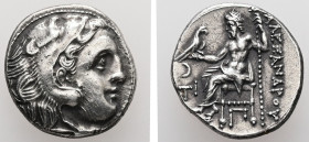 Kings of Macedon. Alexander III "the Great", 336-323 BC. AR, Drachm. 4.30 g. - 17.41 mm. Posthumous issue of Kolophon, ca. 310-301 BC.
Obv.: Head of H...