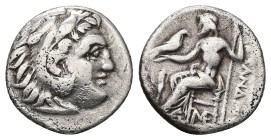 Kings of Macedon. Alexander III 'the Great', 336-323 BC. AR, Drachm. 4.11 g. - 17.23 mm. Posthumous issue of Lampsakos, ca. 310-301 BC.
Obv.: Head of ...