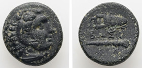 Kings of Macedon. Alexander III 'the Great', 336-323 BC. AE, Unit. 5.22 g. - 17.17 mm. Uncertain mint in Western Asia Minor.
Obv.: Head of Herakles ri...