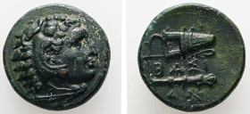 Kings of Macedon. Alexander III 'the Great', 336-323 BC. AE, Unit. 5.44 g. - 18.33 mm. Uncertain mint in Western Asia Minor.
Obv.: Head of Herakles ri...