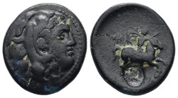 Kings of Macedon. Philip III Arrhidaeus?, 323-317 BC. AE. 5.96 g. - 20.39 mm. Uncertain mint in Macedon.
Obv.: Head of Herakles right, wearing lion's ...