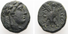 Seleukid Kingdom. ACHAIOS (USURPER, 220-214 BC). AE. 5.82 g. - 17.82 mm. Sardes.
Obv.: Laureate head of Apollo right.
Rev.: BAΣIΛEΩΣ / AXAIOY. Eagle s...