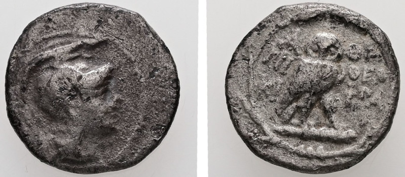 Attica, Athens. Circa 165-42 BC. AR, Hemidrachm. 1.84 g. - 14.05 mm. Miki- and T...
