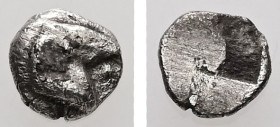 Aeolis, Kyme. AR, Tetartemorion. 0.20 g. - 5.57 mm. ca. Late 6th-early 5th centuries BC.
Obv.: Head of horse right.
Rev.: Quadripartite incuse square....