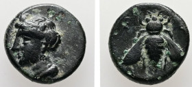 Ionia, Ephesos. AE. 1.34 g. - 11.26 mm. Circa 375-325 BC.
Obv.: Female head left, wearing mural-crown.
Rev.: E – Φ, Bee.
Ref.: SNG von Aulock 1839; SN...