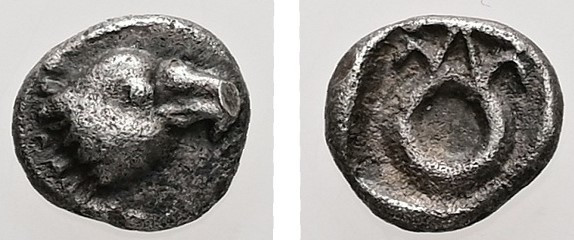 Ionia, Magnesia ad Maeandrum (?). AR, Tetartemorion. 0.20 g. - 5.64 mm. ca. 500-...