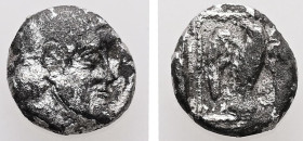Ionia, Magnesia ad Maeandrum. Archepolis, son of Themistokles, after ca. 459 BC. AR, Trihemiobol. 0.79 g. - 9.19 mm.
Obv.: Bearded head of Zeus(?) rig...