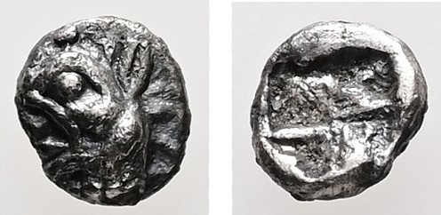 Ionia, Phokaia. AR, Tetartemorion. 0.15 g. - 4.99 mm. Circa 521-478 BC.
Obv.: He...