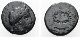 Ionia, Samos. AE, 2.40 g. - 14.93 mm. Circa 408/4-380/66 BC.
Obv.: Head of Hera right, wearing stephane and necklace.
Rev.: ΣA. Lion's scalp facing.
R...