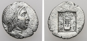 Lycian league, Masicytes. AR, Hemidrachm. 1.58 g. - 15.72 mm. ca. 48-20 BC. Series 4.
Obv.: Head of Apollo right, wearing taenia.
Rev.: ΛΥΚΙΩΝ, cithar...