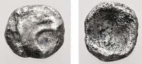 Kings of Lydia. Kroisos, 1/48 Stater, 0.10 g. - 4.56 mm. Circa 564/53-550/39 BC. Sardes.
Obv.: Head of roaring lion right.
Rev.: Rough incuse punch.
R...