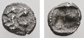 Kings of Lydia. Kroisos, 1/48 Stater. 0.14 g. - 5.01 mm. Circa 564/53-550/39 BC. Sardes.
Obv.: Head of roaring lion right.
Rev.: Rough incuse punch.
R...