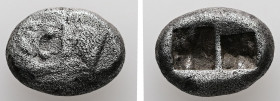 Kings of Lydia. Sardes. Kroisos, AR, Siglos or Half Stater. 5.03 g. - 16.17 mm. Circa 564/53-550/39 BC.
Obv.: Confronted foreparts of bull right and l...