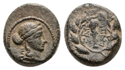 Lydia, Sardes. AE. 3.61 g. - 14.27 mm. ca. 2nd-1st centuries BC.
Obv.: Laureate head of Apollo, right.
Rev.: ΣAPΔIA / NΩN. Club right within wreath.
R...