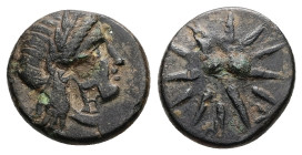 Mysia, Gambrion. AE. 3.54 g. - 16.13 mm. ca. 4th century BC.
Obv.: Laureate head of Apollo right.
Rev.: Γ - Α - Μ. Star of twelve rays.
Ref.: SNG Fran...