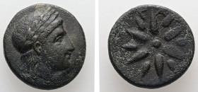Mysia, Gambrion. AE. 4.18 g. - 17.27 mm. 4th century BC.
Obv.: Laureate head of Apollo right.
Rev.: Γ - Α - Μ. Star of twelve rays.
Ref.: SNG France 9...