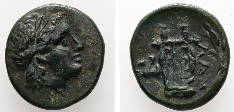 Mysia, Lampsakos. AE. 4.98 g. - 19.12 mm. ca. 2nd-1st century BC.
Obv.: Laureate...