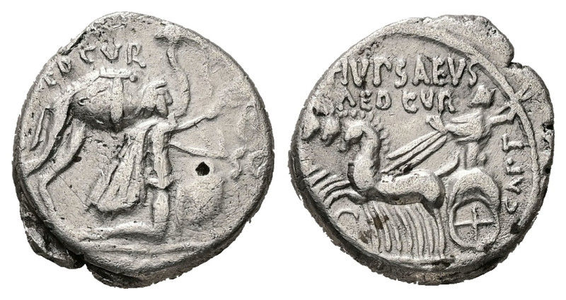 M. Aemilius Scaurus and Pub. Plautius Hypsaeus, 58 BC. AR, Denarius. 3.66 g. 16....