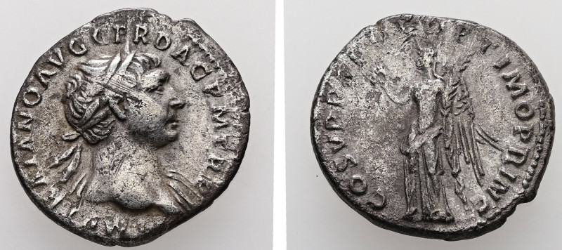 Trajan, AD 98-117. AR, Denarius. 2.96 g. 19.21 mm. Rome.
Obv: IMP TRAIANO AVG GE...