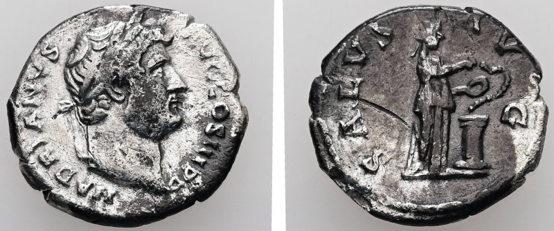 Hadrian, AD 117-138. AR, Denarius. 2.47 g. 17.92 mm. Rome.
Obv: HADRIANVS AVG CO...