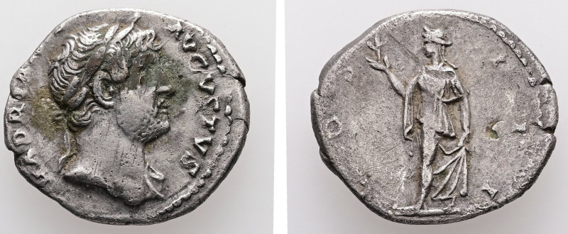 Hadrian, AD 117-138. AR, Denarius. 3.10 g. 19.07 mm. Rome.
Obv: HADRIANVS AVGVST...