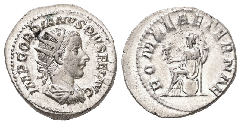 Gordian III, AD 238-244. AR, Antoninianus. 5.37 g. 22.61 mm. Rome.
Obv: IMP GORD...