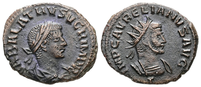 Aurelian with Vabalathus, AD 270-275. Antoninianus. 3.37 g. 21.24 mm. Antioch.
O...