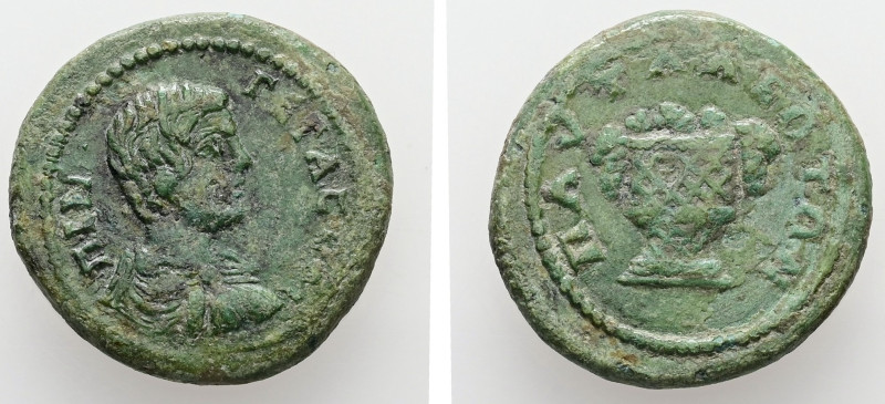 Thrace, Pautalia. Geta, AD 209-211. AE. 4.91 g. 19.84 mm.
Obv: Π CEΠTI ΓETAC K. ...