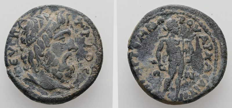 Lydia, Saitta. Pseudo-autonomous, c. AD 179-180. AE. 9.02 g. 24.05 mm.
Obv: ΖΕΥϹ...