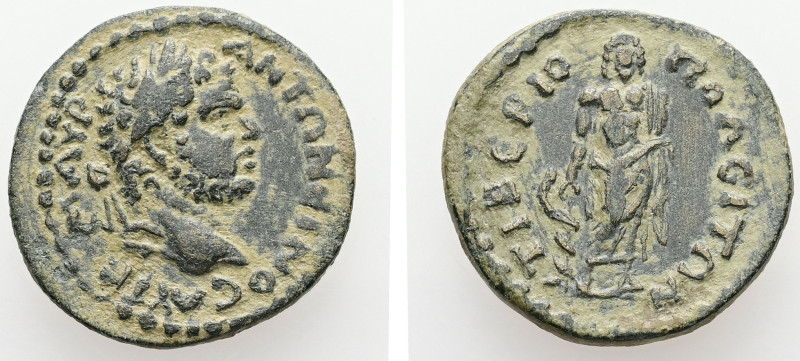 Phrygia, Tiberiopolis. Caracalla, AD 198-217. AE. 3.59 g. 20.20 mm.
Obv: AYT K M...