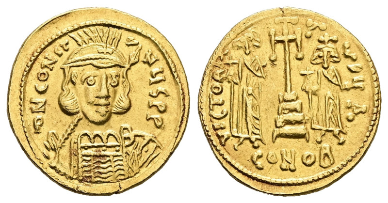 Constantine IV Pogonatus, Heraclius and Tiberius, AD 668-685. AV, Solidus. 4.42 ...