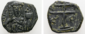 Alexius I Comnenus, AD 1081-1118. AE, Tetarteron. 1.80 g. 15.72 mm. Uncertain mint.
Obv: AΛEZI. Frontal bust of Alexios I Komnenos wearing stemma, div...