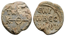 PB Byzantine lead seal of George vestitor and protonotarios of (Macedonia) (AD 9th century)
Obv: Cruciform invocative monogram (type VIII): Κύριε βοήθ...
