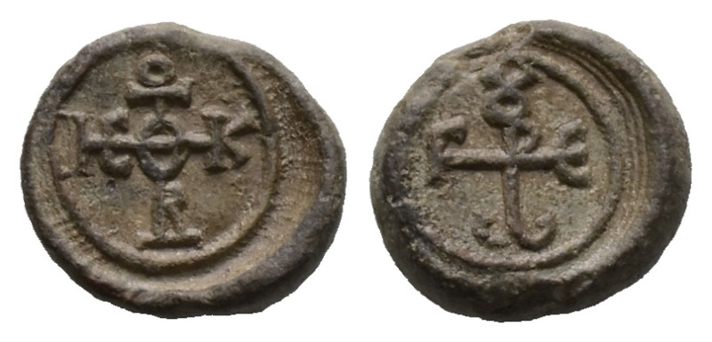 PB Byzantine monogrammatic seal of George (AD 6th–7th centuries)
Obv: Cruciform ...