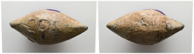 PB Roman sling bullet (c. 1st century BC)
Sling bullet with the legend, […] COS.
Weight: 39.77 g.
Diameter: 38.60 mm.